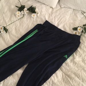 ADIDAS Boys navy and lime green track pants